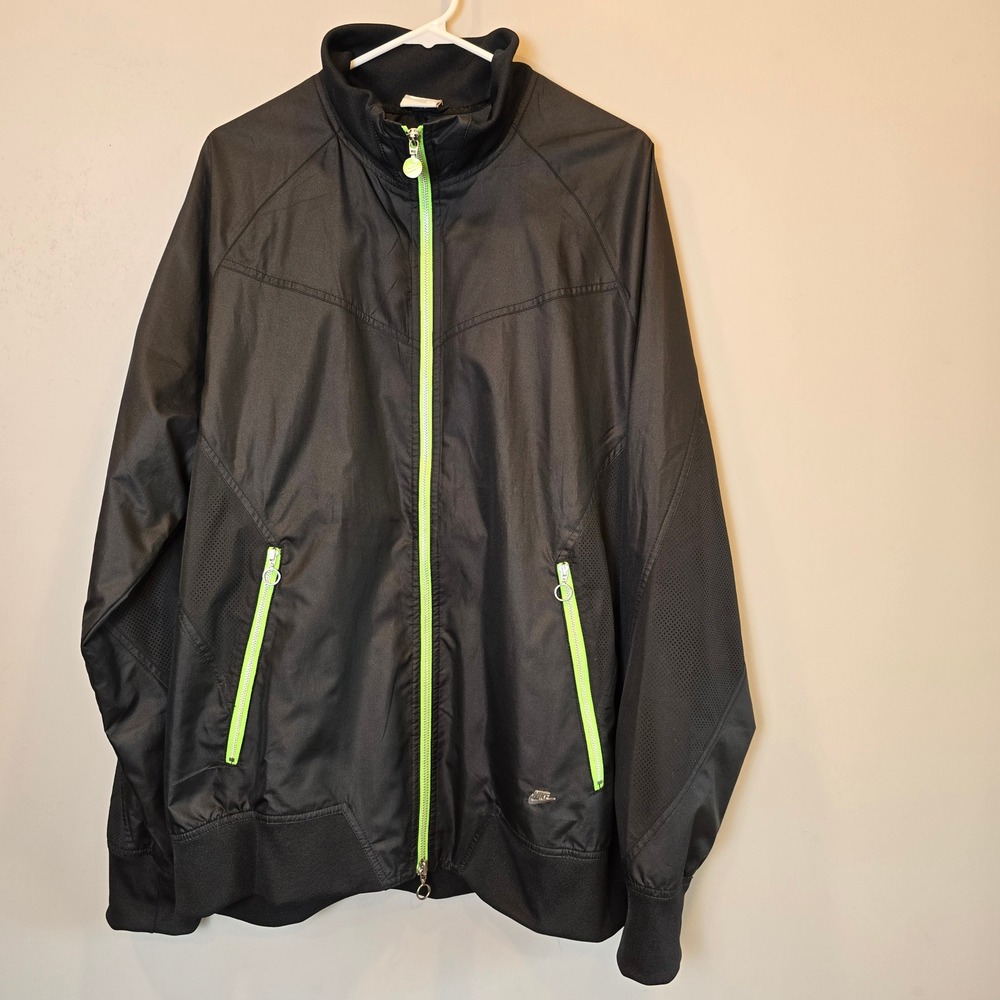 Nike Jacket Mens XL Track Training Lightweight Extra Large Black Neon Green